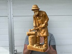 Dřevorubec socha velká dřevěná dřevořezba 45cm - 1