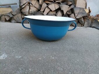 Smaltovaný modrý vandlík, průměr 35 cm