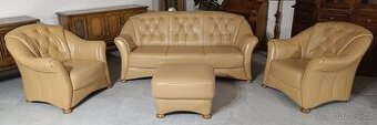 Kožená sedací souprava 3+1+1+ taburet.