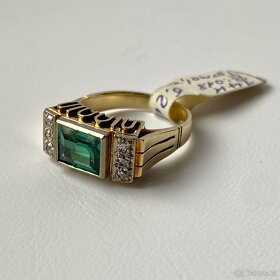 Starožitný prsten s turmalínem a brialianty