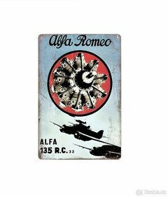 plechová cedule: Alfa Romeo - reklama na letecký motor - 1