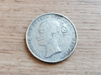Stříbro 1 Shilling 1858 Anglie Velká Británie stříbrná mince