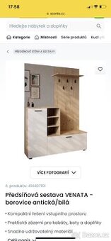 Předsíňová stěna VENATA – věšák, zrcadlo, skříňka