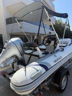 Prodám Highfield + Honda 20HP + vozík + bimini