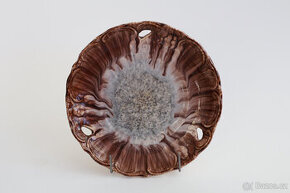 keramický talíř JASBA art deco 1930 glazura hnědý