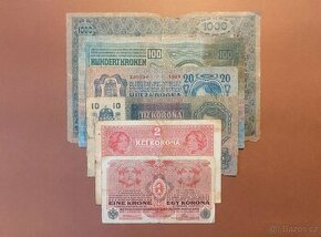 Sada Rakousko-Uherských bankovek - 6 kusů