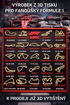 🏁 Mapa okruhů  2026 – stylová dekorace pro fanoušky motor