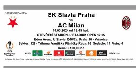 Lístek Slavia Praha x AC Milán