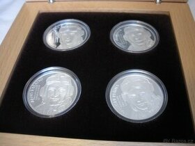 Sada čtyř stříbrných mincí Československá letecká esa