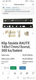 Prodám klipy ke kotvení dřevěných fasád