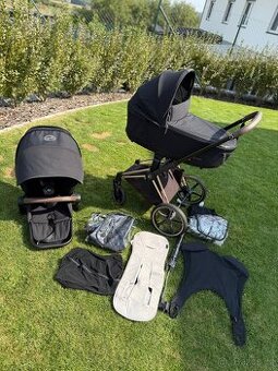 Kočárek CYBEX Priam Rosegold Seat Pack 2022 – Deep Black