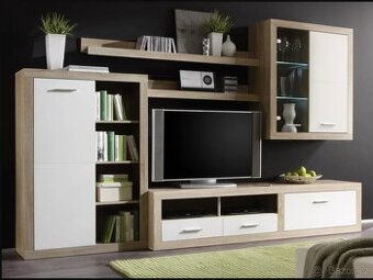 Obývací stěna dub sonoma/lesklá bílá