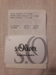 Dárková karta s.Oliver nabitá na 1699 za 1299
