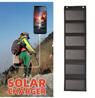 Skládací solární panel, 6 foto-článků, černý - NOVÝ