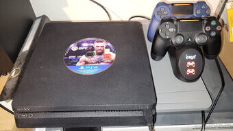 PS4 Slim 500GB + 2 ovladače + duální nabíječka – jako nová