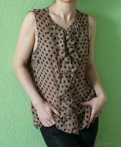 Puntíkatá retro halenka bez rukávů Sweewe M-L