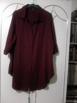 Krásná vínově červená halenka s 3/4 rukávy, NOVÁ, v.4xl