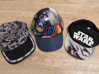 Kšiltovky 3 ks - Avengers, Star Wars