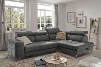 Rohová rozkládací sedací souprava z úložným prostorem