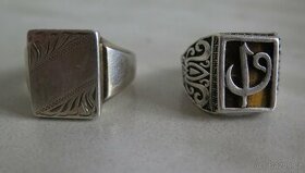 Pánský prsten - pečetní a na monogram - stříbro "925" - 1