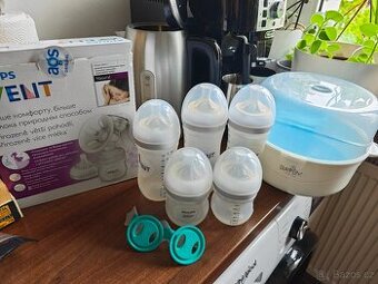 Lahvičky, odsávačka a sterilizátor