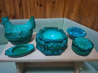 Malachitové sklo sada 5ks