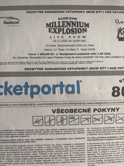 Millennium explosion - Prodám 2 vstupenky + parkovací lístek