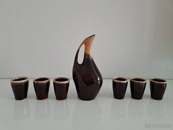 Retro keramická sada – karafa + 6 kalíšků