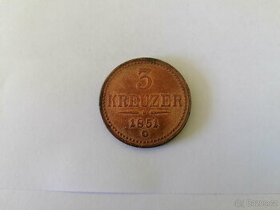 3Krejcar 1851G, F.J.I.vzácny kus. Katalog až 20tis