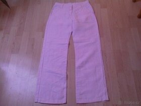 Lněné růžové kalhoty vel.M