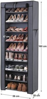 Modulární botník, výška 160 cm, 20 párů bot - NOVÉ