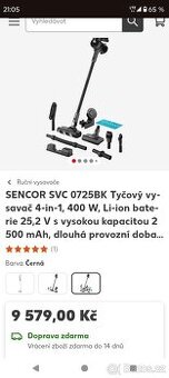 Tyčový vysavač Sencor 0725BK