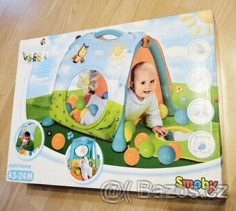 Cotoons Smoby - stan, podložka, tunel s chrastítkem a míčky