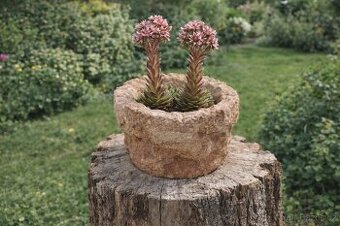 Kamenné kulaté květináče