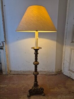 Stojací lampa s mosaznou nohou. těžká - 127 cm - funkční 