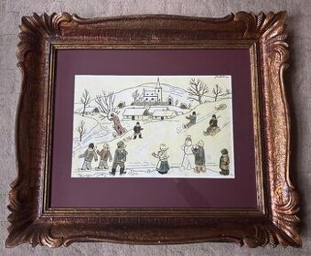 Josef  Lada - ZIMNÍ RADOVÁNKY 1946, roz. 64x54cm