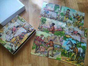 Staré dřevěnévěné kostky, kubus - M. F. Kvěchová