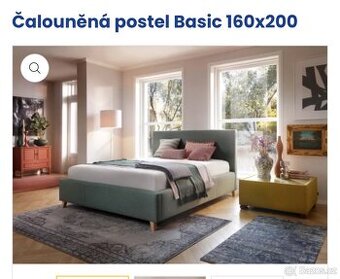 Čalouněná postel 160 -rám s čelem a úložným prostorem