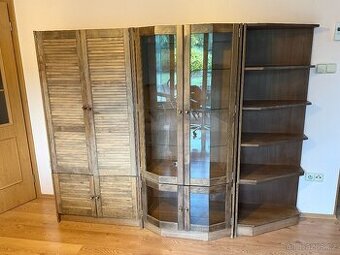 Variabilní obývací stěna / modularní sestava - dřevěná dýha
