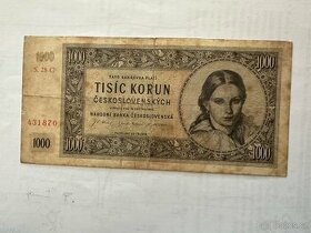 Bankovka 1000 Kčs z roku 1945 - 1