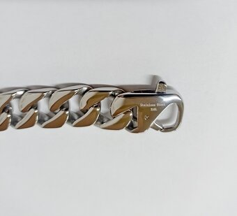 NOVÝ masivní pánský náramek Shiny PANCER Silver Steel š.15mm
