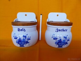 2 PORCELÁNOVÉ DÓZY - CUKR - SŮL