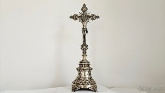 TOP Ag stříbro krucifix lotový punc rok 1858 UNIKAT 