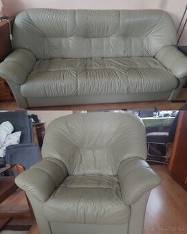 Finská kožená pohovka a křeslo🛋️