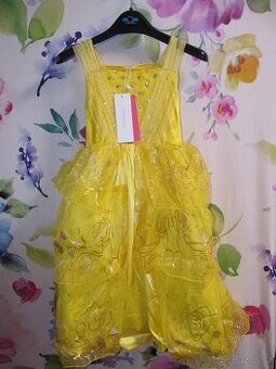 Kostým-krásné žluté volánkové šaty princezna BELLA v.128