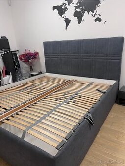 ČALOUNĚNÁ POSTEL ELZA 180X200, BARVA:ENJOY 22 ANTRACIT;S ROŠ