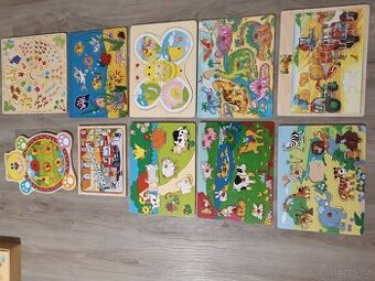 Dětské dřevěné skládačky , puzzle,domino - 1