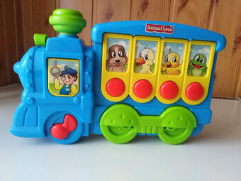Vláček se zvířátky a zvuky a Fisher-Price Tahací telefony.