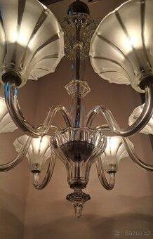 Art deco, starožitný celoskleněný lustr