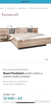 Velká manželská postel 180x200 včetně roštu